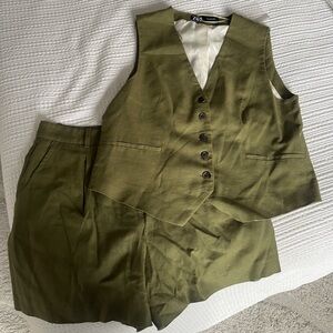 Zara Olive Green Linen Matching Set